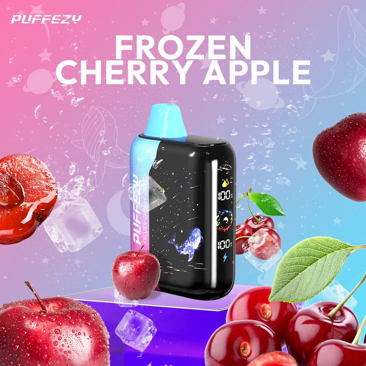 Frozen cherries and apples